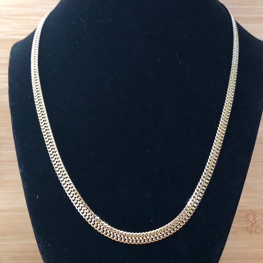 $152 Italian Designer Gold On Silver Sterling Estate Chain  Marked W/* 925 ITALY
